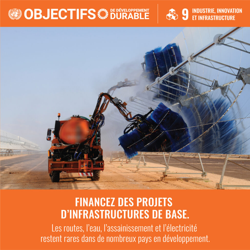 Camion balayeuse en action.